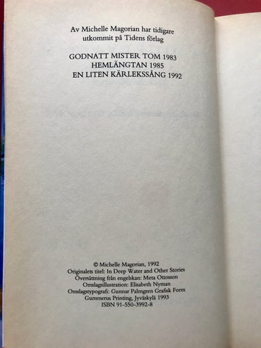 PÅ DJUPT VATTEN Michelle Magorian 1993