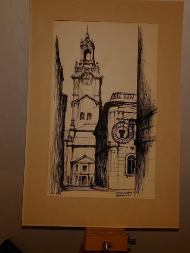 BARANOLI, TUSCH-TECKNING STORKYRKAN-STOCKHOLM. MÅTT 54 x 37 CM. MKT FINT SKICK