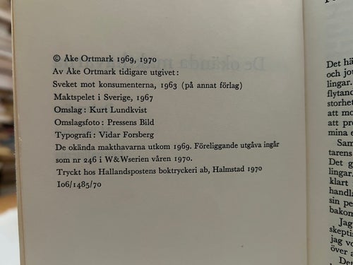 De okända makthavarna av Åke Ortmark, bok, Very good plus