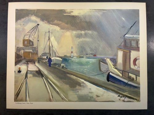 Litografiskt tryck av Hans Ripa med motiv från Trelleborg från ca 1950-talet!