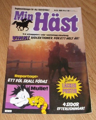 Min Häst tidning nr 16 1986 hästtidning hästar barn tonår häst tjej tidning