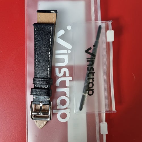 Svart 21mm Läder Klockarmband Brixham Flat Leather vintage