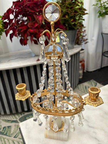 Ljusstake i mässing med prismor