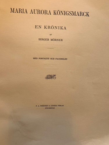 Maria Aurora Königsmarck - En krönika