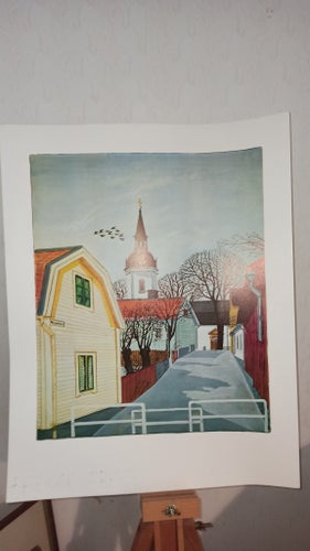 BÖRJE CLAESSON,NORRTÄLJE ,LITOGRAFISKT TRYCK, MKT FINT SKICK MÅTT 61,5 X 49 CM.