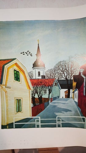 BÖRJE CLAESSON,NORRTÄLJE ,LITOGRAFISKT TRYCK, MKT FINT SKICK MÅTT 61,5 X 49 CM.