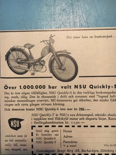 NSU Quickly-S Quickly 1960 Annons