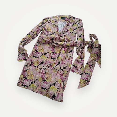 Birgitte Herskind Alice Silk Floral Wrap Mini-sidenklänning