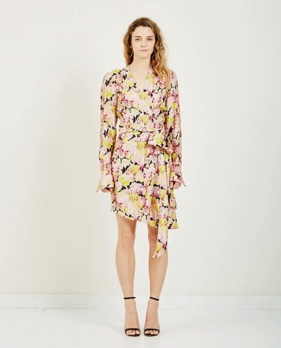 Birgitte Herskind Alice Silk Floral Wrap Mini-sidenklänning