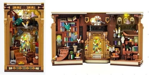 Book Nook byggsats med LED, 1193 delar magiskt bibliotek