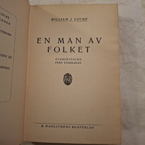En Man Av Folket av William J. Locke, 1928