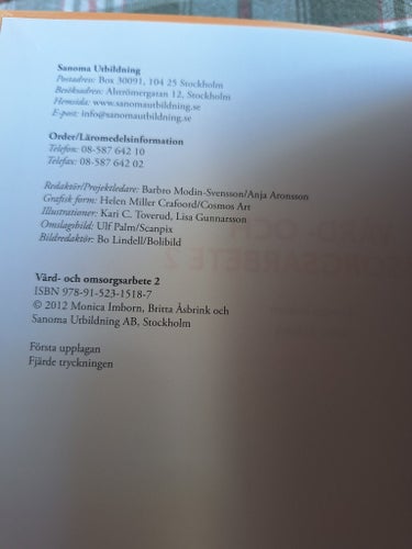 Vård- och omsorgsarbete 2 av Monica Imborn och Britta Åsbrink, 2012