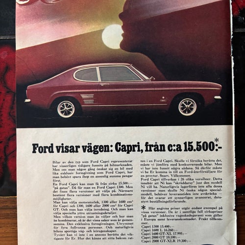 Ford Capri - Annons från 1969