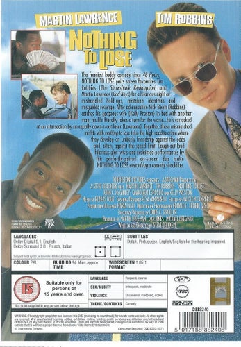 Nothing to lose - Martin Lawrence/Tim Robbins - Engelsk text