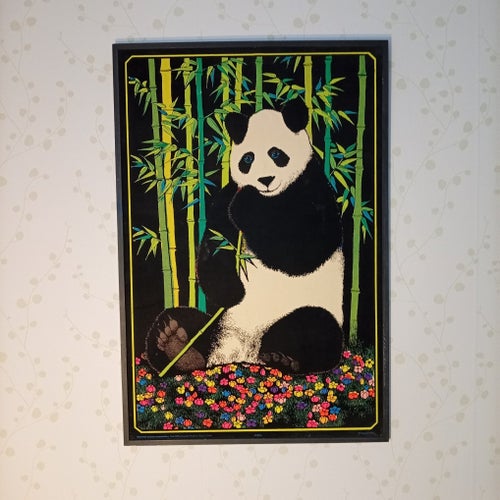 Print on fabric, USA - Americana, PANDA. With frame size 76,5 x 51,5 cm