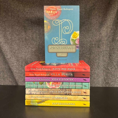 8 x Karin Brunk Holmqvist - Potensgivarna, Rapsbaggarna, Villa Bonita - Bokpaket
