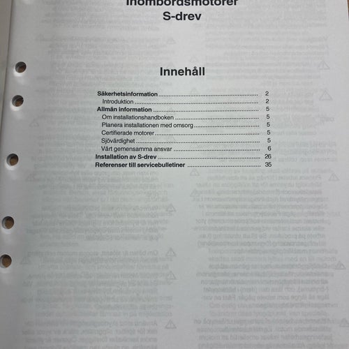 Installation Inombordsmotorer S-drev av Volvo Penta, 2002