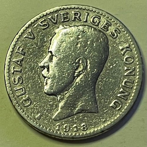 Gustaf V Sveriges Konung 1 krona 1918