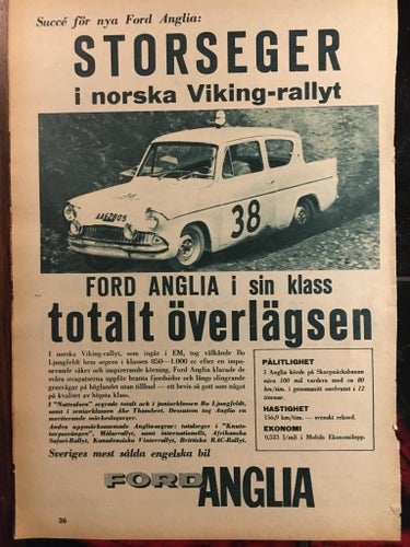 Ford Anglia 1961 Annons rally
