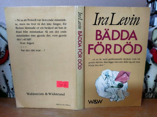Bädda för död Ira Levin. Bok. Very Fine
