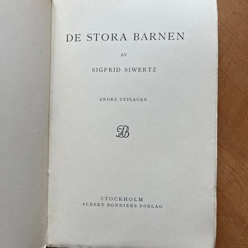 De Stora Barnen av Sigfrid Siwertz, 1929, Häftad, Andra upplagan