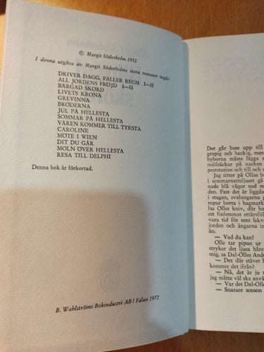 Bärgad skörd av Margit Söderholm. bok Very Fine plus