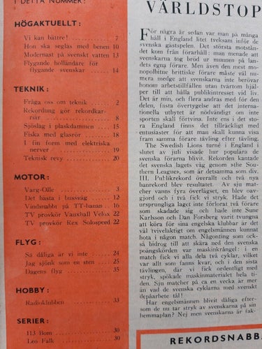 Teknikens Värld nr 16 1952: Vauxhall Velox, Rex Solospeed