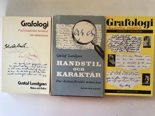 3 böcker om GRAFOLOGI Gustaf Lundgren