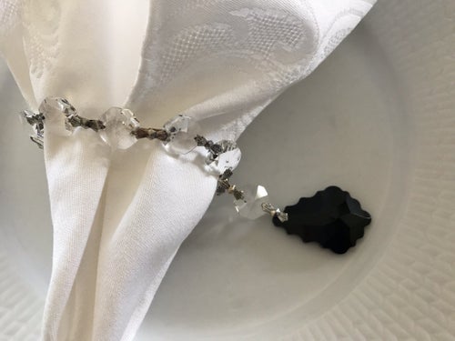Servettringar med svarta Hängande Droppar , Plast/Metall 12 St Nya