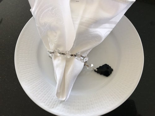 Servettringar med svarta Hängande Droppar , Plast/Metall 12 St Nya