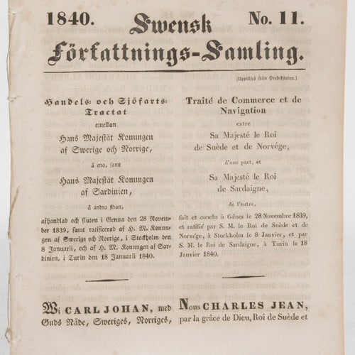 Handels- och sjöfarts-tractat emellan hans majestät konungen af Sverige och Norr