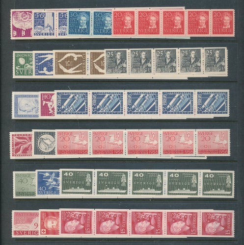 En Postfrisk samling om 46 st. XX 5 strip mellan 243 A-cx tom 500. Kv.3700.-