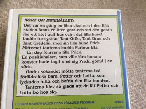 Tant Grön,tant Brun och tant Gredelin VHS En film efter ELSA BESKOW SAGA