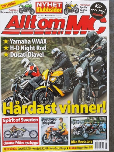 Allt om MC 6 2011: Aprilia Tuono V4R, Suzuki GSR 750, Honda CB 250R, Yamaha VMAX