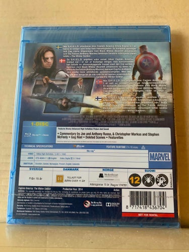 Captain america The winter soldier, INPLASTAD, Blu-ray