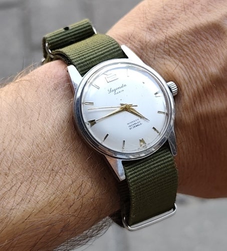 Vintage 1958 Swiss LAGONDA Marin ETA 2370 Mekanisk Herrklocka