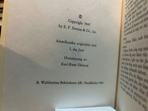 Hämnden är min av Mickey Spillane, bok, Very Good plus