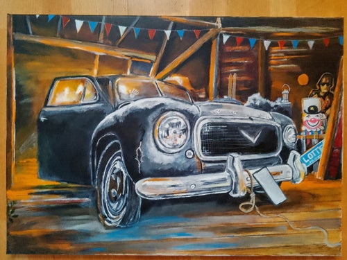 Akrylmålning Glassgubben av Daniel Krön 70x50cm ( Volvo pv