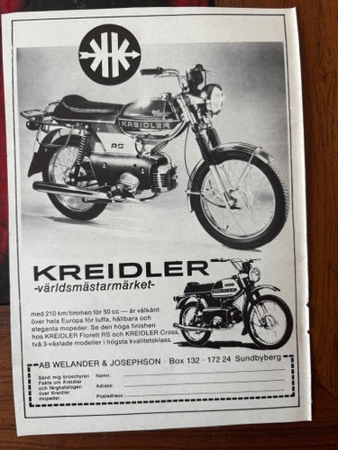 Kreidler Florett RS och Kreidler Cross Moped Annons