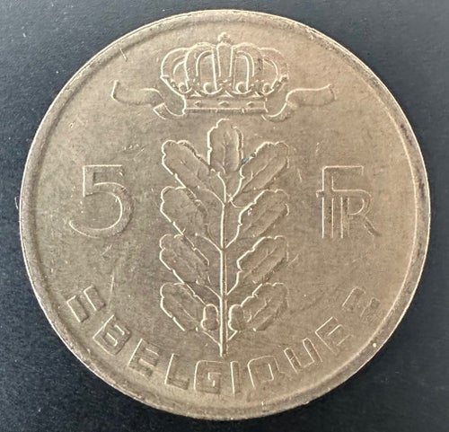 Mynt: Belgien - 5 Francs - 1971 med Fransk text / coin Belgium (French text)
