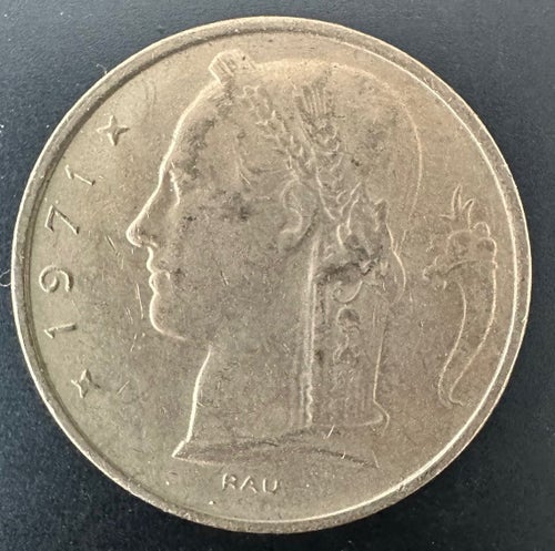 Mynt: Belgien - 5 Francs - 1971 med Fransk text / coin Belgium (French text)