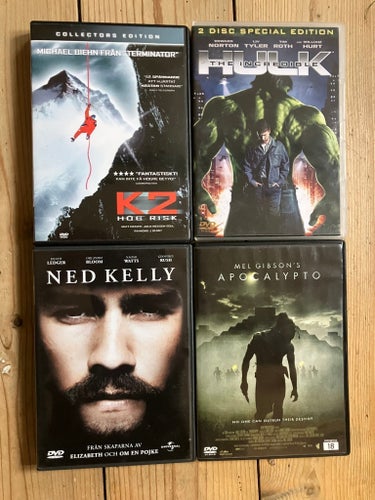 DVD-Filmer: K2, Hulk, Ned Kelly, Apocalypto - Action, Drama