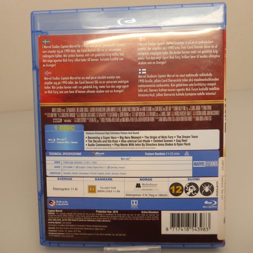 Captain Marvel - Blu-ray film, Svensk text, Fint skick