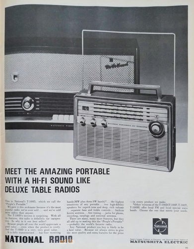 NATIONAL PORTABLE RADIO, REKLAM STOR TIDNINGSANNONS 1965
