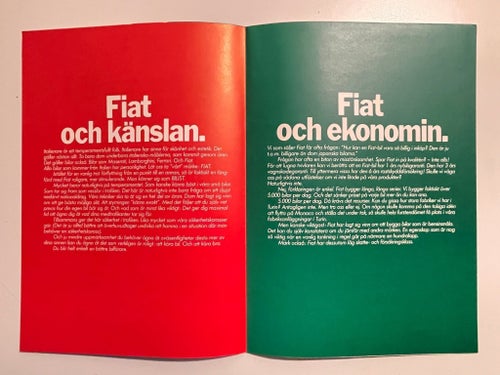 LÄTT LÄSNING OM FIATS ALLA BILAR 1980 ÅRS MODELLER FOLDER/POSTER MKT FIN!