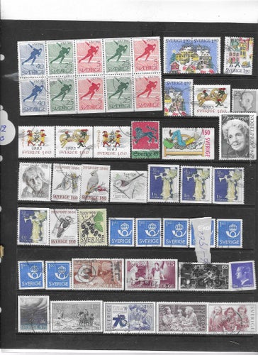 S 12-13 Sverige 2 bilder 1986-1966, 94 st Stämplat Fina Samsänder