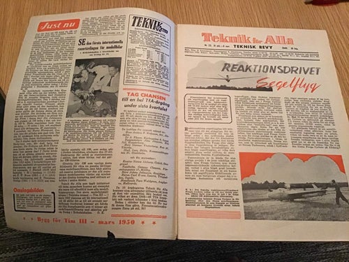 TEKNIK FÖR ALLA NR 22 1949 SEGELFLYG,VÄRMEVÄXLARE,GILERA MC,NATURGASVERKET,DECCA