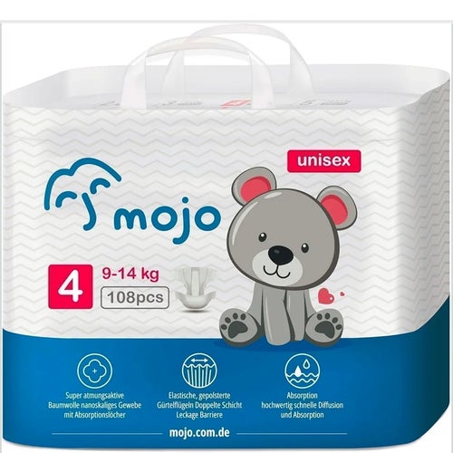 Baby Diapers Size 4, 9-14kg, 108 Pieces