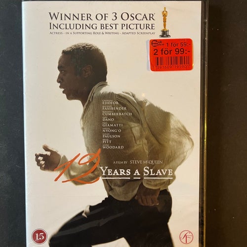 12 YEARS A SLAVE. DVD DRAMA -13, VINNARE AV 3 OSCAR. INPLASTAD