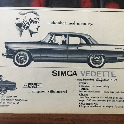 SIMCA VEDETTE - 1959 Reklam annons